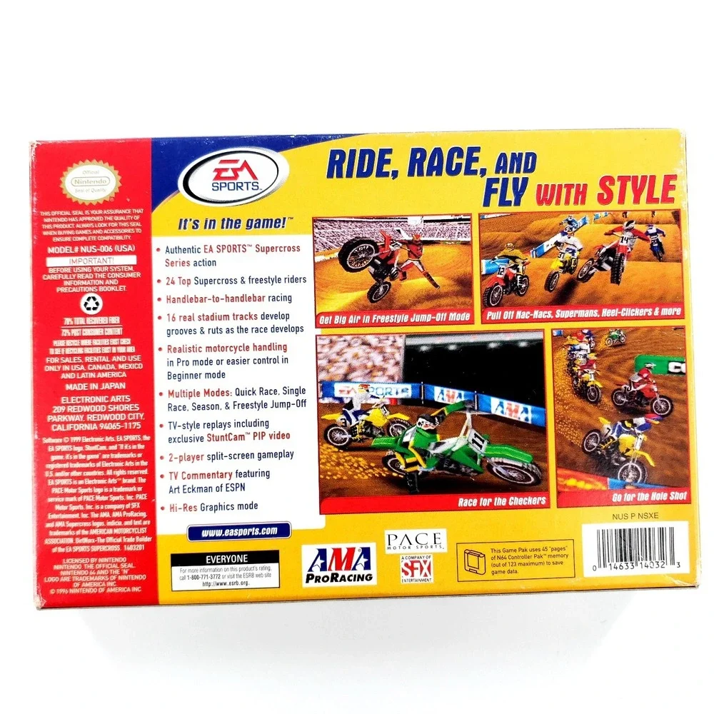 Supercross 2000 (Nintendo 64, 1999) Authentic Complete w/ Box & Manual Tested